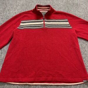 Vtg Eddie Bauer men's red cotton/cashmere 1/4 zip knit sweater